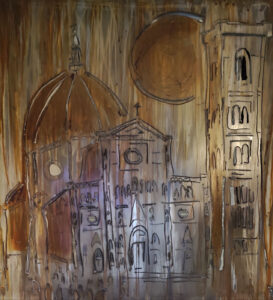 MARS FROM FLORENCE - cm 152x152 taglio plasma su Lamiera zincata ossidata cornice corten