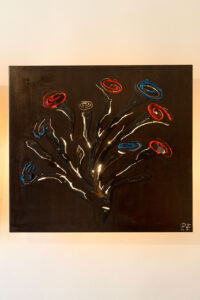 Serie FIORI FANTASY corten con sovrapposizioni taglito plasma più silicone cm92x92